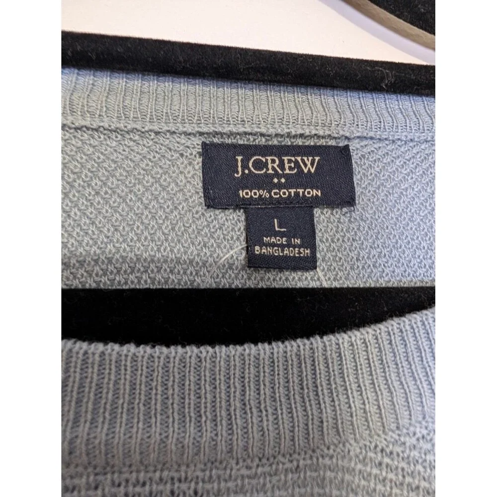 J.Crew Men's Cotton Crewneck Sweater-Tee Light Blue Textured Luxe Minimalist - Picture 5 of 5